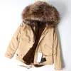 ماو ماو كونغ 2019 Khaki Parker Winter Jacket Ladies Fur Fur Coat Natural Raccoon Fur Fur Coat