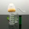 Pipe à fumer Mini narguilé bongs en verre coloré en forme de métal bouteille de lait en verre bouilloire avec plateau en fil et bouilloire à narguilé