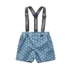 Children Summer Boy Suit Pure Cotton Necktie Sea Anchor Star Printed Two-piece Set Kids Clothing