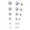 6 Par Fashion Punk Cubic Ear Studs smycken för coola kvinnor män rostfritt stål runt små vita svarta studörhängen 38mm336543