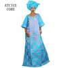 Vestidos de roupas étnicas africanas para mulheres design de moda novo vestido longo bordado bazin africano com cachecol duas peças um conjunto A023 # 249e