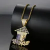 Bling bling Hip Hop Cartoon TRAP Haus Anhänger Kupfer Micro pave mit CZ Steinen Halskette Schmuck für Männer und Frauen