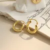 Nowy 925 Sterling Silver Minimalistyczny Metalowe Kolczyki Kolczyki Dla Kobiet Chic Styl Kobiet Geometryczny Hoop Kolczyk Fine Jewelry