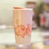 Day Cherry blossom Word coffee cup Pink Sakura Double Insulation ceramics Mug Accompanying cup for out dooor in-car mug 355ML8022994