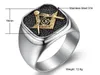 Hot sale Vintage Stainless Steel Men Ring Big Free Mason Freemasonry Masonic AG Retro Punk 3 Colors Titanium Male Ring Jewelry