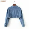 Autumn newest women denim jacket long sleeve crop top coats womens Europe and America short jeans jackets casaco feminino