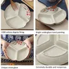 Plommonblomning 3 fackplattor runt keramik tre sektion som serverar bricka japansk stil servis för studenter kantin