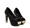 Vendita calda sexy bianco nero piattaforma in metallo décolleté peep toe top in pelle PU scarpe da donna sexy 12 cm tacchi alti scarpe da sposa 2 colori taglia dalla 35 alla 39