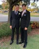 2019 Czarne Klasyczne Męskie Garnitury Męskie Slim Fit Bardegroom Tuxedos dla mężczyzn Dwa kawałki Groomsmen garnitur Tanie formalne kurtki biznesowe