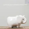 Potenciômetro suculento Flor Cerâmica Hipopótamo Branco Branco Europeu Jardinagem Criativa Plantador Balcão Desktop Potted Animal Decoração de Mesa