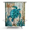Kaplumbağa Duş Perdesi 12 Hooks ile Su Geçirmez Banyo Perdeleri Polyester Kumaş Perde Banyo Deniz Tarzı Ev Banyo Dekor Için