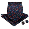 Snabb leverans Tie Set Fashion Blue Red Flower Mäns Silk Partihandel Classic Jacquard Slips Ficka Kvadrat Manschettknappar Bröllop Business N-7239
