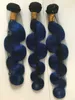 Blue Ombre Virgin Human Hair Weave 3 Bunds Deal Body Wave Wavy Ombre Extensions 300g