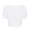 Crop Top z kwadratowym dekoltem t-shirty z krótkim rękawem głęboki dekolt obnażający stroje koszule Summber ubrania damskie biały czarny 220229