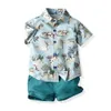 Детская пляжная одежда наборы одежды 2020 Baby Boys летние наряды мода животных напечатаны с короткими рукавами топы футболки + шорты 2 шт. Костюмы C6416