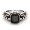 Tailler fleur noir diamant bague bande doigt carré pierre mariage bagues de fiançailles pour femmes mode bijoux Venlentine cadeau volonté et sable