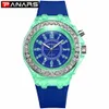 Panars Elegant Diamond Patchwork Colorful Sports Quartz armbandsur M￤ns lysande multifunktionsklockor Girls