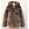 겨울 두꺼운 따뜻한 가짜 모피 코트 여성 플러스 사이즈 후드 긴 소매 가짜 모피 자켓 럭셔리 겨울 코트의 bontjas