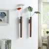 Vasen kreative chinesische hölzerne Wand Vase getrocknete Blume Ornamente Home Wohnzimmer Wandhalterung Hydroponischer Behälter Schwarz Walnuss