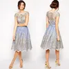 Europäische und amerikanische Damenkleider Sommer Designer Kurzarm Retro Mesh Stickerei Tutu Kleid Kostenloser Versand