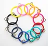 2 Styles Gold Powder in Silicone Bangle Key Ring Wrist Sports Keychain Bracelet Round Key Rings Colorful Keyring Hot Products