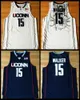 Kemba Walker Jersey #15 UCONN Huskies Stitched Hot Basketball Jersey S-XXL Azul Marinho Branco Frete Grátis