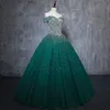 2019 Sweetheart Frezowanie Cekiny Zielona Suknia Balowa Quinceanera Suknie Plus Size Sweet 16 Dresses Debiutante 15-letnia Formalna Party Dress BQ139