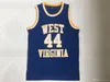 NCAA West Virginia Mountaineers #44 Jerry West College Jerseys Retro high School Basketbal blauw Gestikt Vintage Jersey S-XXL drop shipping