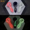 Glow in the Dark Glass Handleidingen met Sneeuwvlok Komschermen 4 "Bubbler Water Pipe Oil Rig Spoon Roken Water Bong Nieuwe Collectie