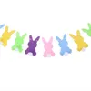 Easter Bunny Pull Flags Easter Rabbit Color Tail Design Party Colourful Flag Felt Cloth Party Home Gardyard Pull Flag Decoration YP130