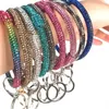 13 colores de silicona muñeca llavero brillo cristal Rhinestone pulsera de silicona llavero brazalete círculo coche llavero joyería pulsera D22904