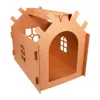 Camas de gato móveis de papel corrugado Casa de ninho de brinquedo de papelão de papelão de papelão Diy Kitten House1