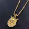 Neue Mode Gold Weißgold Iced Out CZ Zirkonia Krone Löwe Herren Halskette Kette personalisierter Volldiamant Hip Hop Schmuck für Männer