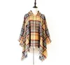 Plaid Poncho Tassel Kapturem Szal Szalik Vintage Moda Okładki Zimowe Cape Grid Cardigan Cloak Płaszcz Sweter Dziewczyny Knit Tartan Scarves Czyq6896