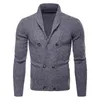 Homens Slim Fit Dupla Cardigan Cardigan Sweater 2018 Outono Inverno Espessura De Malha Suéteres Homens Sólidos Cor Casuais Cardigans XXL