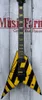 Custom Shop Parallaxe V2fr Michael Sweet USA Flying v czarny żółty pasek elektryczny gitara Floyd Rose Tremolo Tailpace Yellow INL1550812