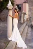 Sexy White Avondjurken V-hals Cross Back Mermaid Prom Dresses 2019 Abendklid Simple White Red Carpet Celebrity Jurken