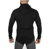 Jaquetas de corrida moletom masculino manga zíper hoodies caminhadas apertado jogging elástico masculino longo fino casaco esportivo fitness1194111