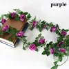 2.2m Artificial Flower String 16 Heads Rose Vines Rattan for Home Party Wedding Garden Decoration