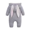 Новый стиль 4 цвета младенца ромпер большой ушной кролик с капюшоном Rompers Neonatal скалолазание одежда мода молния детские мальчики девушки комбинезон