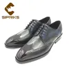 Sipriks Herren-Brogues-Schuhe, klassische Herren-Blake-Oxfords, Flügelspitzen-Kleiderschuhe, Business-formelle Herren-Anzug-Lederschuhe, Weinrot, Schwarz