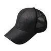 8 Colors Glitter Baseball Hats Ponytail Cap Messy Snapbacks Adjustable Caps Plain Visor Cap Breathable Sun Hat