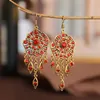 S1467 Bohemian Fashion Jewelry Vintage Earrings Women039s Rhinstone Hollowed Dangle Tassels Earrings4955341