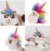 Halloween Pet Unicorn Shape Cappello decorativo Forniture per feste Cat Dog Pet Copricapo Cos Accessorio costume per animali domestici GB1285