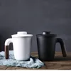 Vintage Coffee Cup With Handle Ceramic tea mugs with filters Insulation Mug Office White Black Color