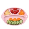 Piatto da pranzo in silicone sicuro per bambini BPA Free Piatti per bambini solidi Aspirazione Toddle Training Stoviglie Cute Cartoon Kids Feeding Bowls RRA2882