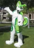 2018 factory hot Custom Groene Husky Fursuit Hond Vos Mascotte Kostuum Dierenpak Halloween Kerst Verjaardag Full Body Props Kostuums Outfit