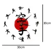 자동 벽 시계 일본어 무술 가라테 실루엣 거실 장식 벽 시계 Y200407 매달려 주먹 다짐 공수 벽 장식