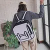 Children's Schoolbag ulzzang graffiti black-and-white drawing paper 2D cartoon Men and women backpack For Teenage Girls296p