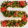 2.7m/9ft Artificial Christmas Fireplace Garland Wreath Fake Pine Tree Ornament1